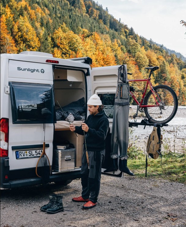 Sunlight Cliff 540 Campervan Rear View On Fishing Cycling Adventure