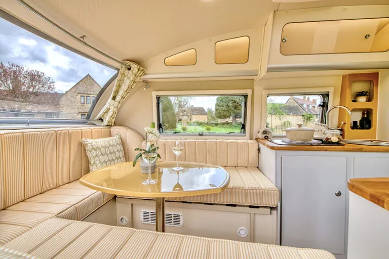 Barefoot Country Living 2 Berth Caravan Lounge View Inside